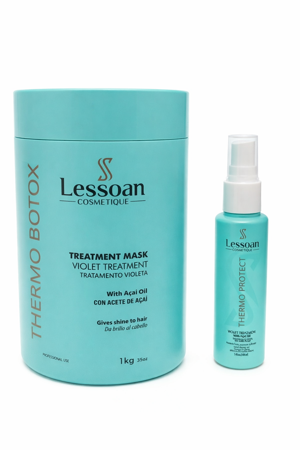 Termo Botox pentru par  1000 ml. si spray pentru protectie termica 60 ml. Lessoan Cosmetics