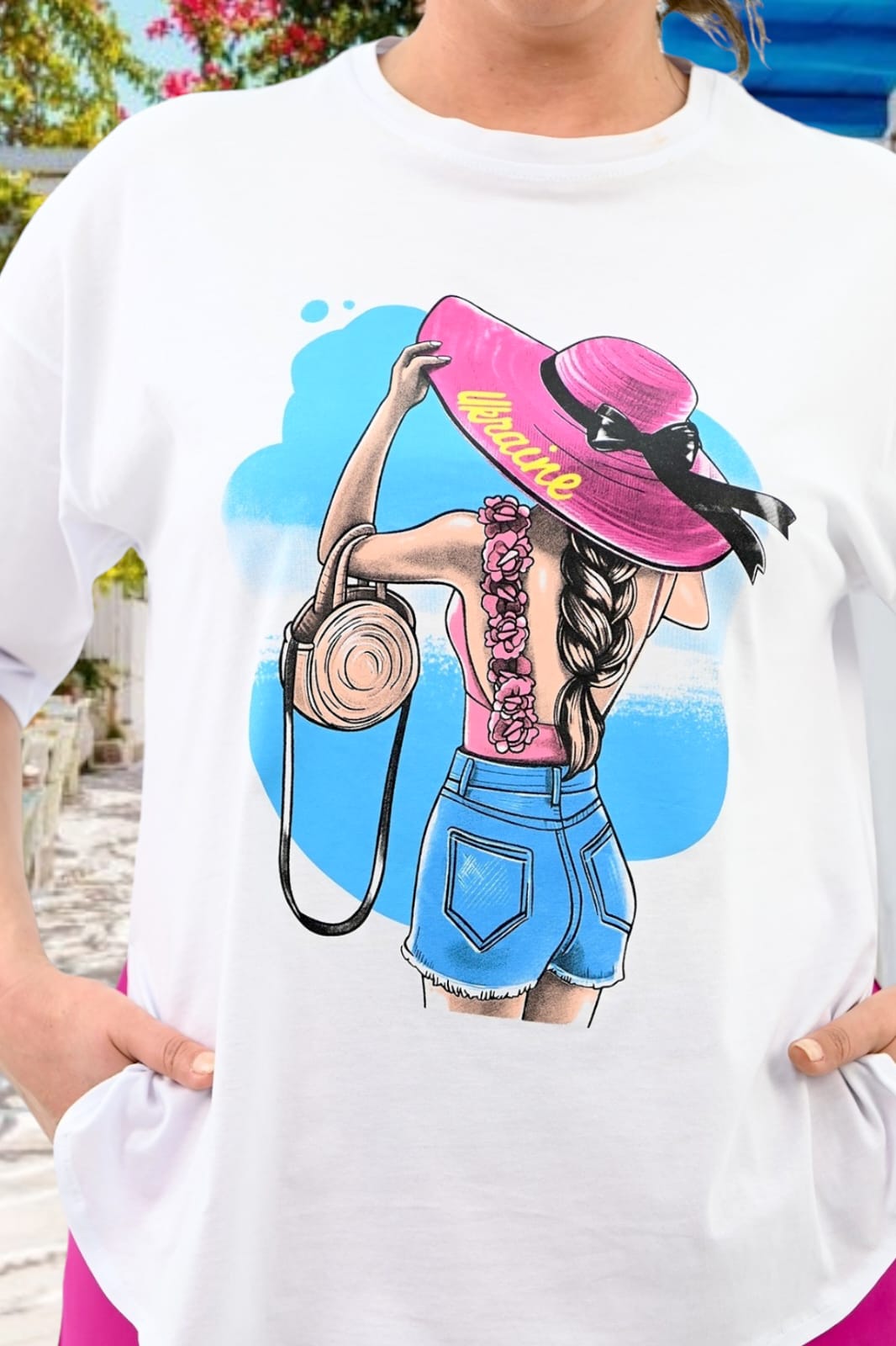 Compleu pantaloni si bluza cu imprimeu