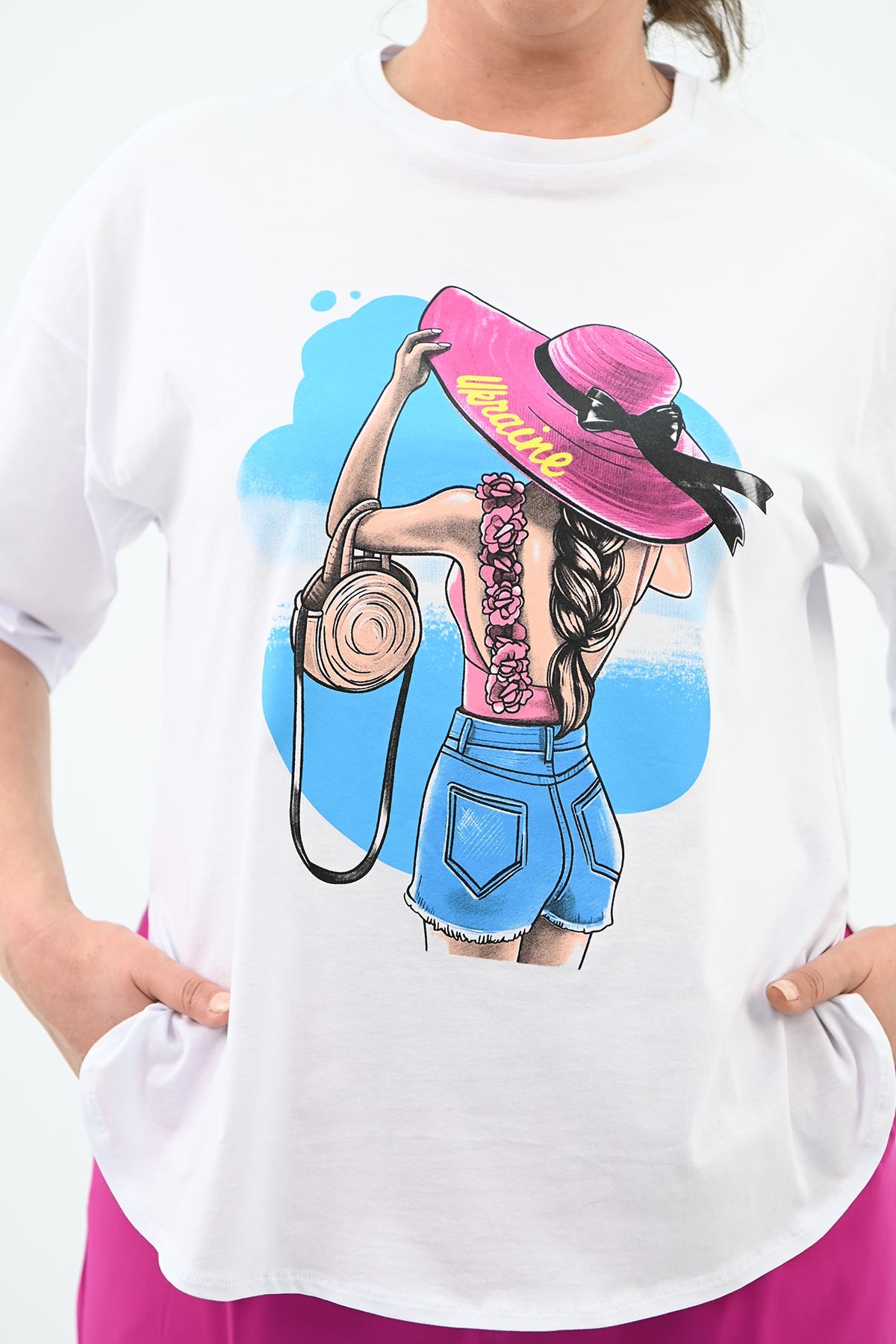 Compleu pantaloni si bluza cu imprimeu