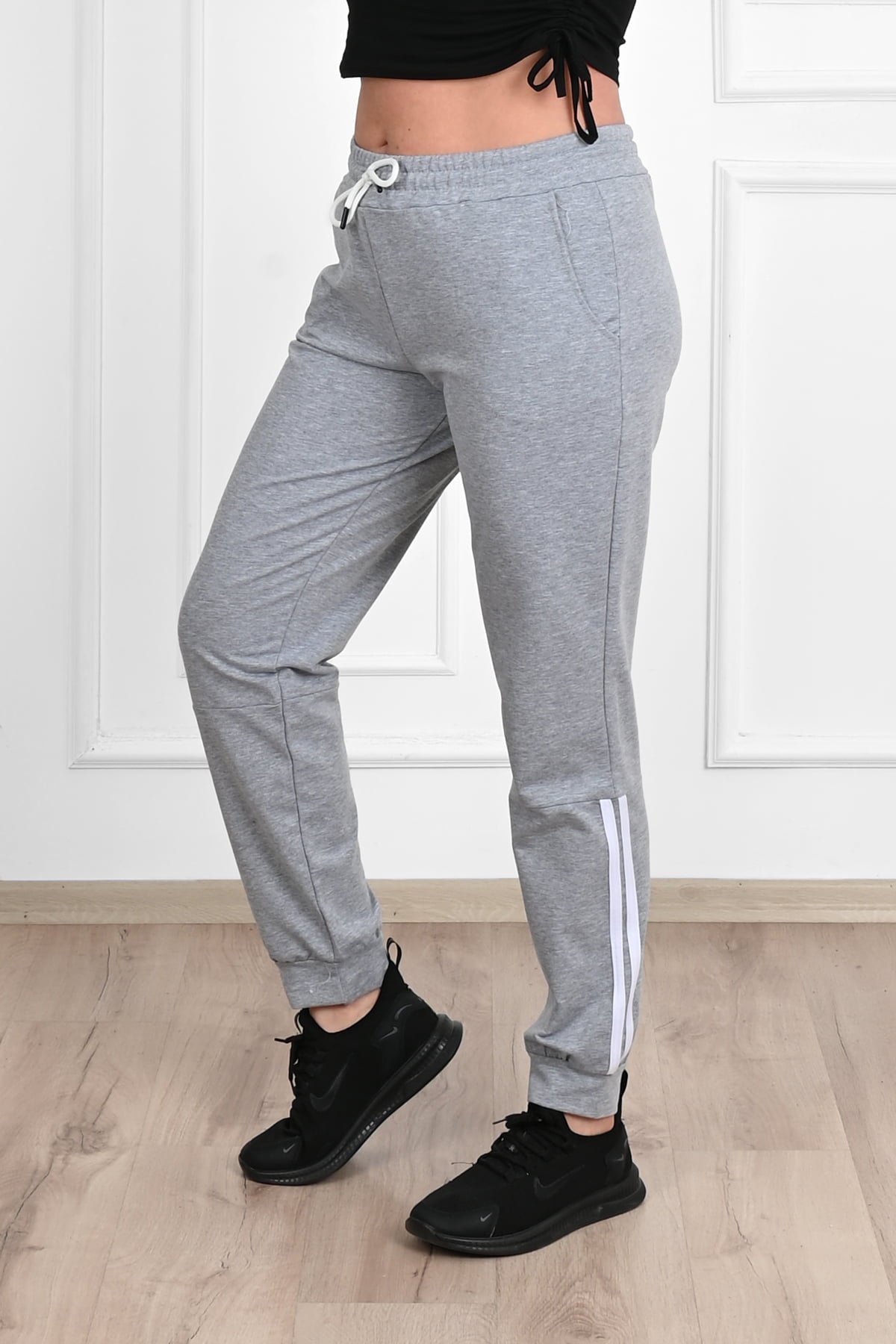 Pantalon dama marimi mari de trening cu dungi