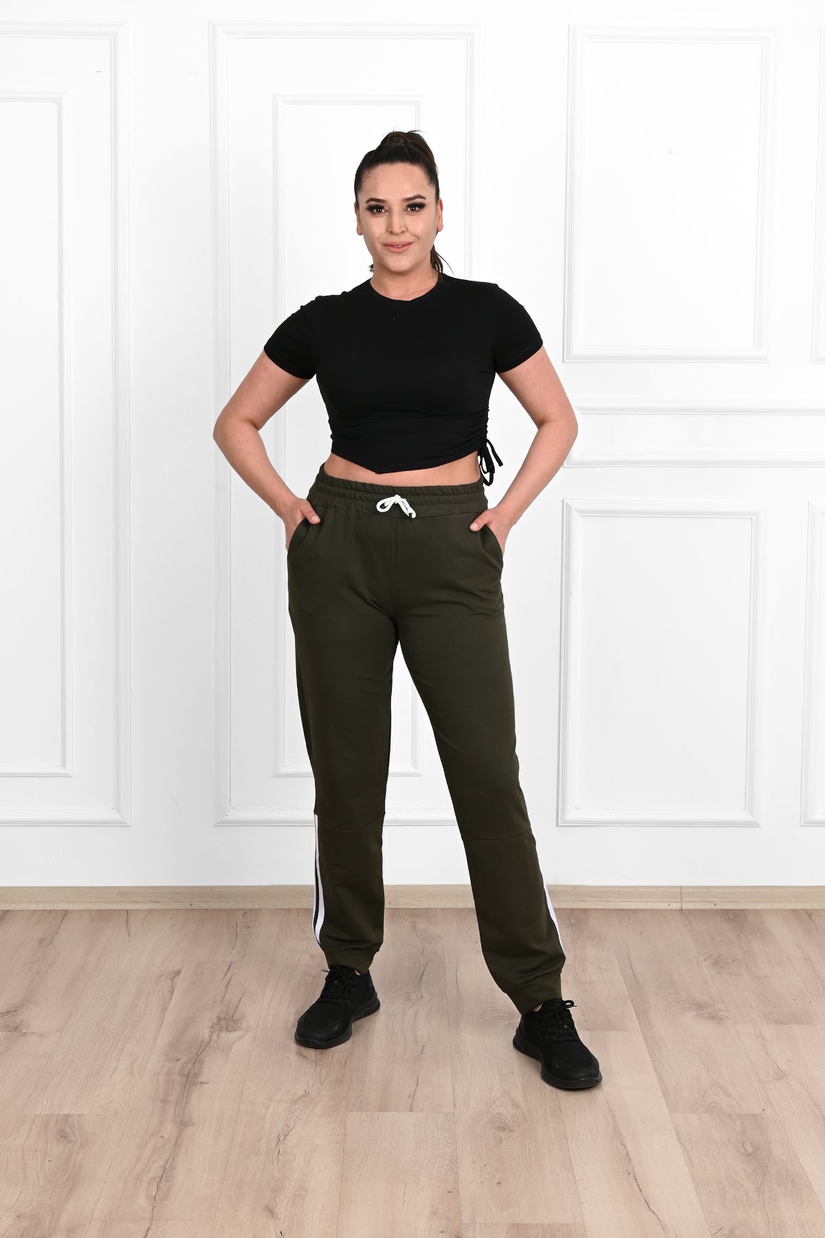 Pantalon dama marimi mari de trening cu dungi