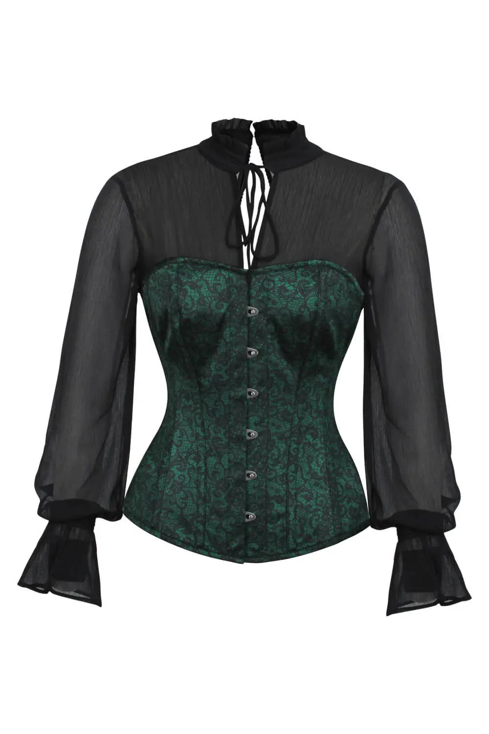 Corset Kahnay Green Overbust din Satin – Eleganță și Talie Perfect Conturată