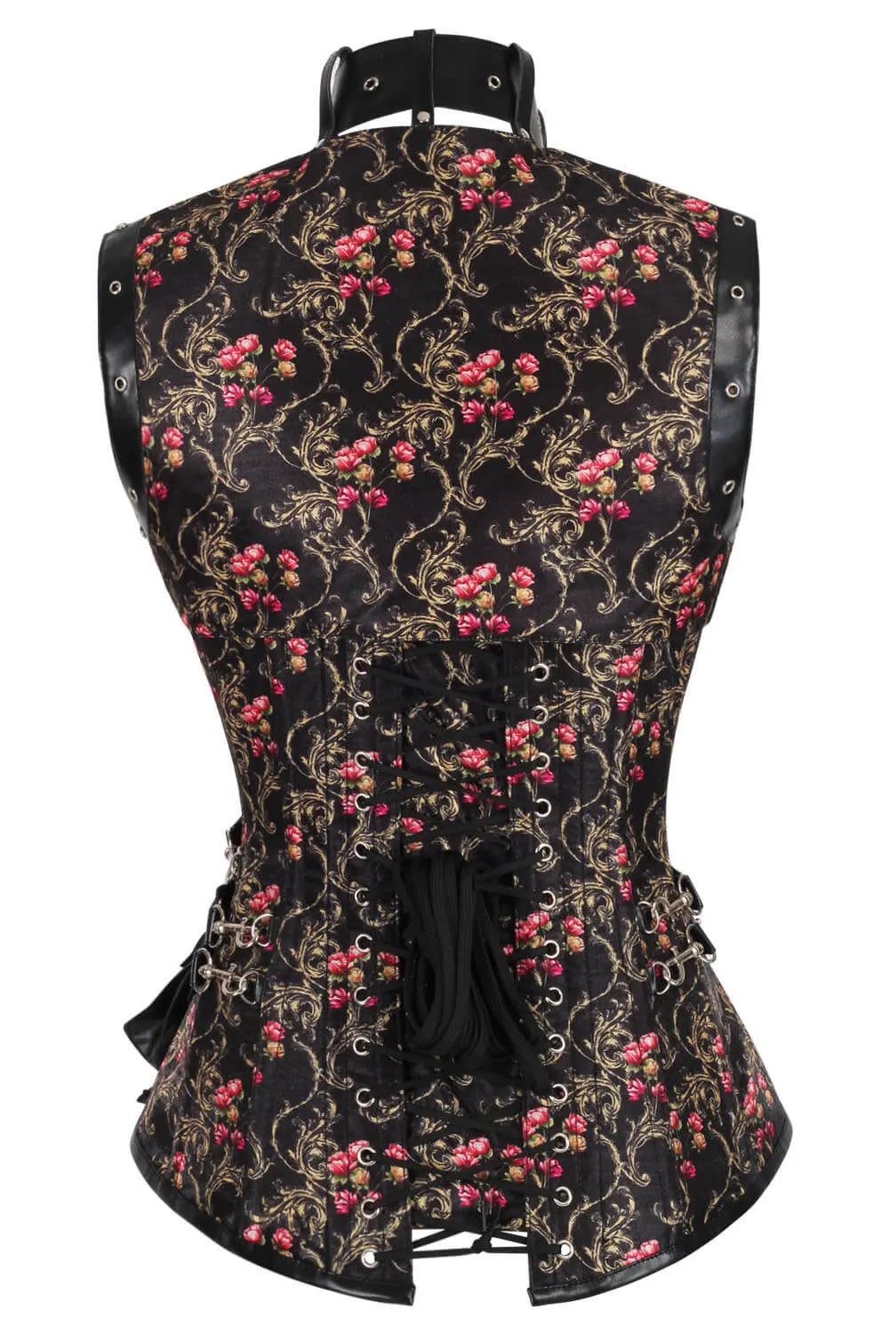 Corset Vennessa Steampunk Baroque Red Rose Overbust