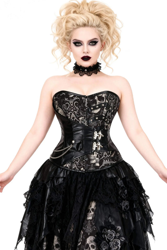 Shakeena Skull with Ornate Baroque Scrolls Corset