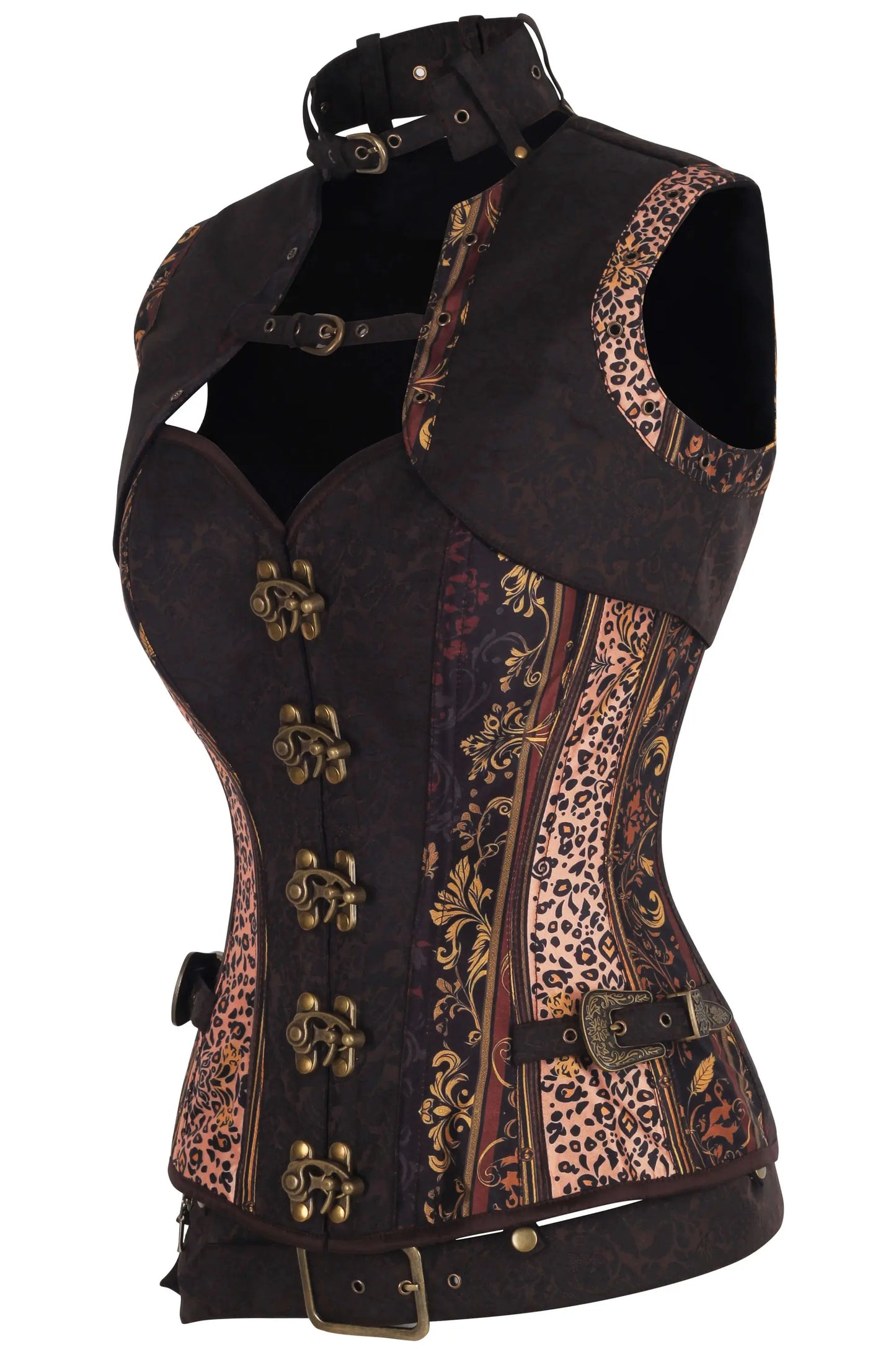Sharita Steampunk Leopard Baroque Overbust Corset – eleganță gotică și stil îndrăzneț