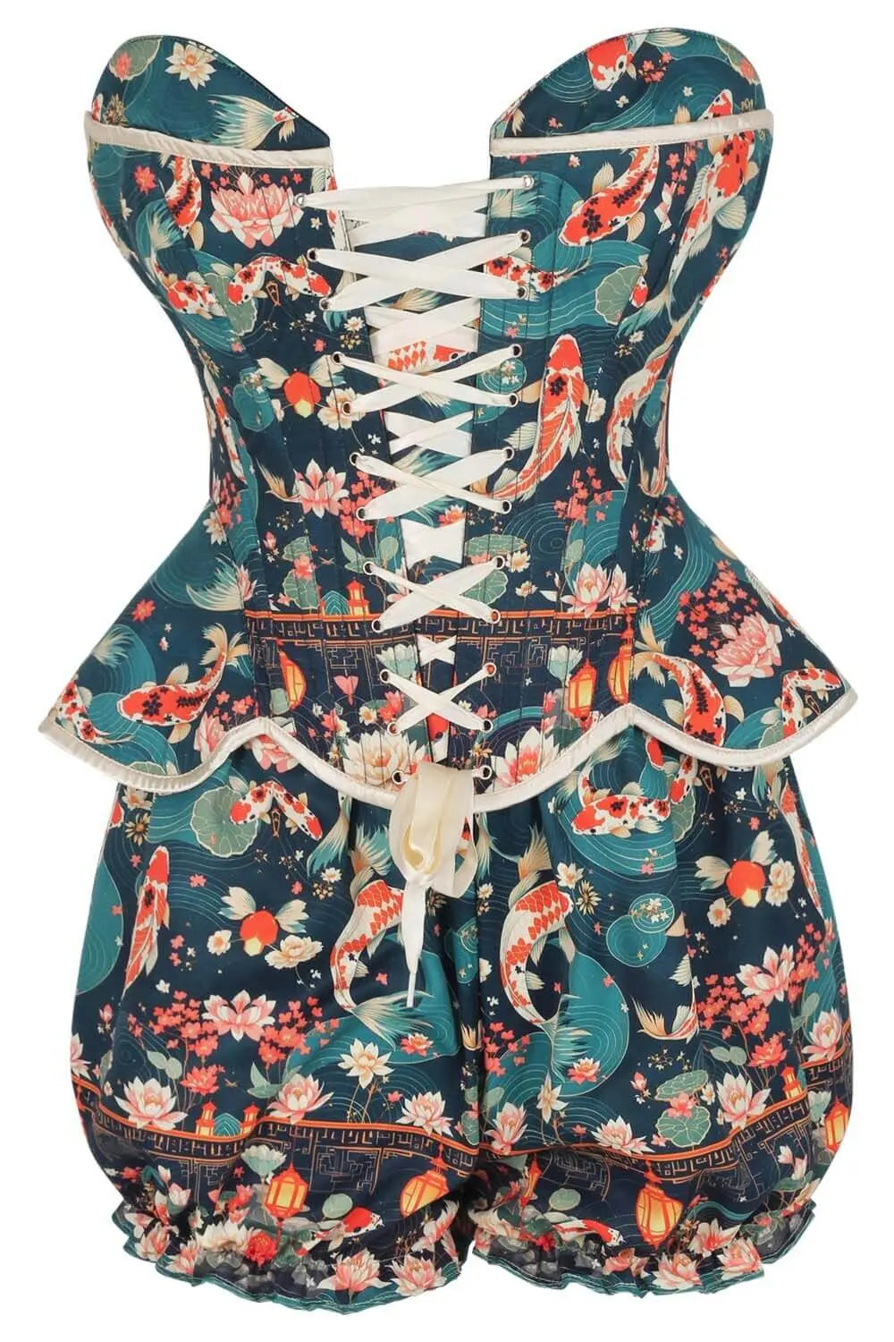 Danise Oriental Koi Garden Corset și Pantaloni Scurți Bufanți Set