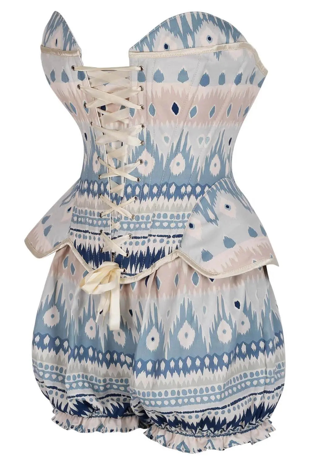 Shawnna Bohemian Ikat Pattern Corset și Pantaloni Scurți Bufanți Set