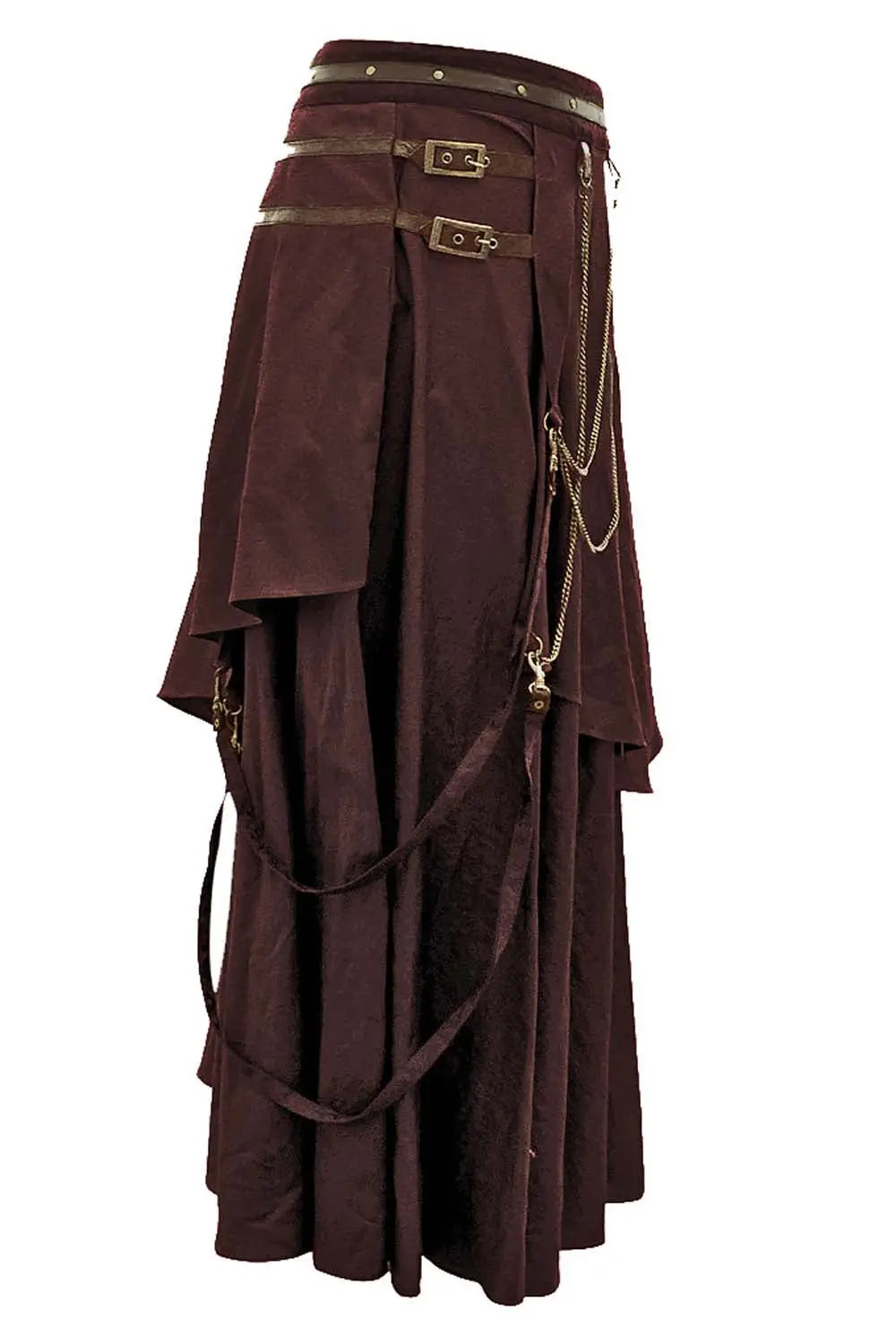 Debby Steampunk Cotton Layered Maxi Skirt – Fustă Maxi High-Low din Bumbac