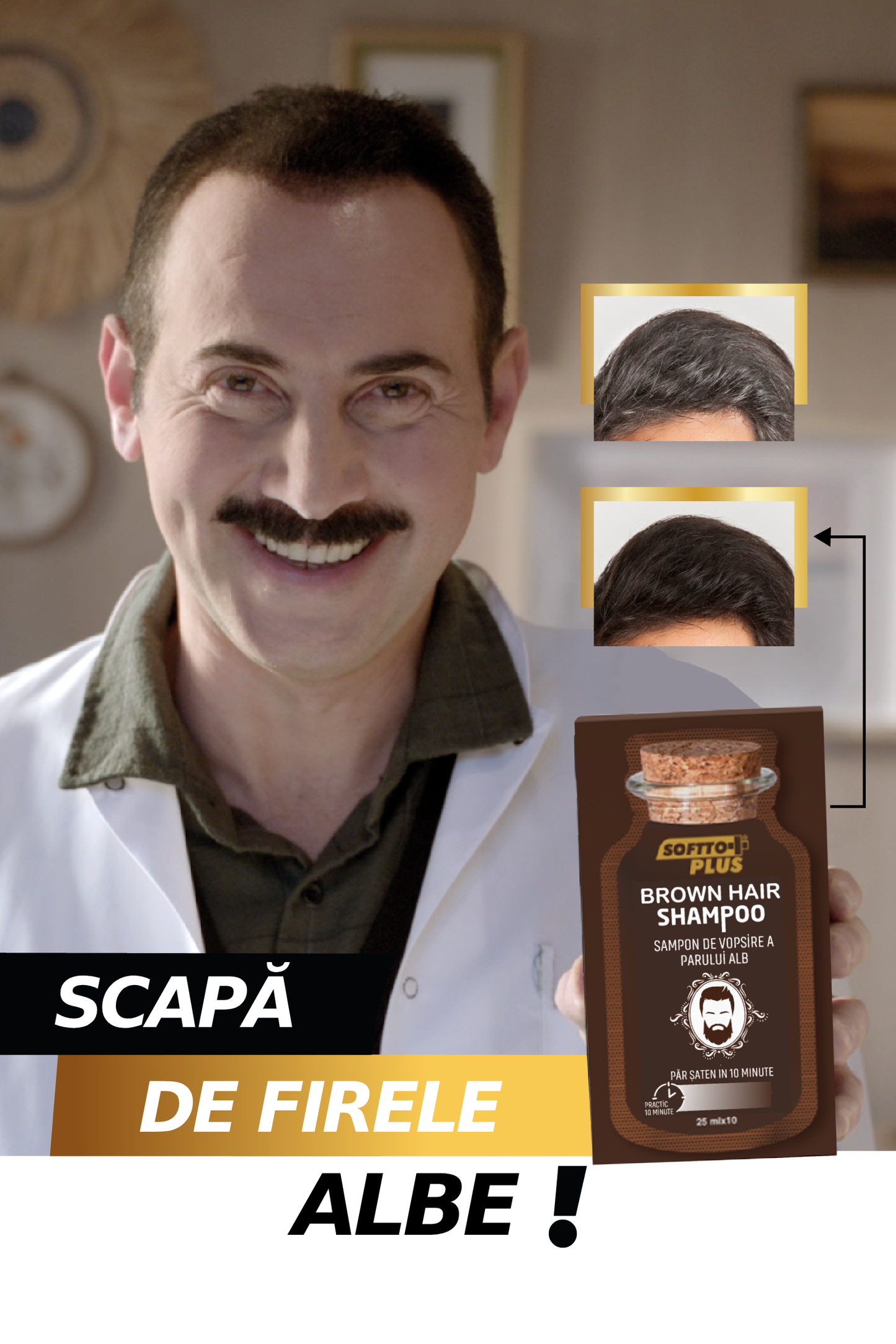 Șampon colorant pentru fire albe – nuanță  Castaniu Închis - 10x25ml