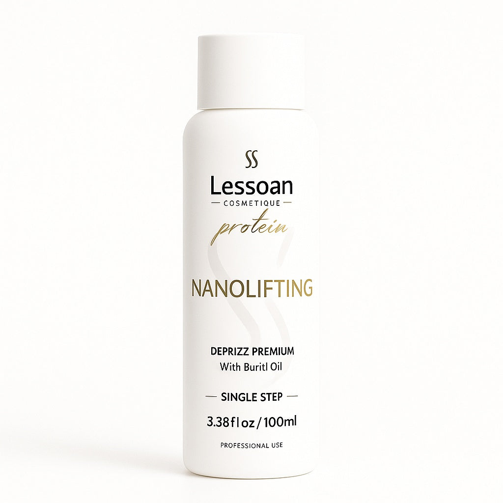 Lessoan Nanolifting Organic Protein – Tratament de îndreptat părul fără formol, cu uleiuri de buriti, argan și in (100 ml)