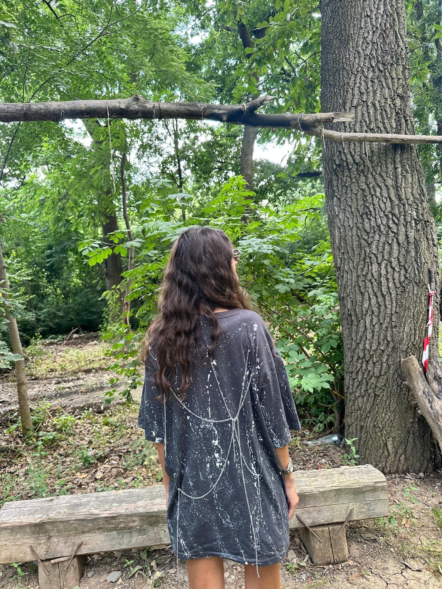 Tricou oversize cu efect splash