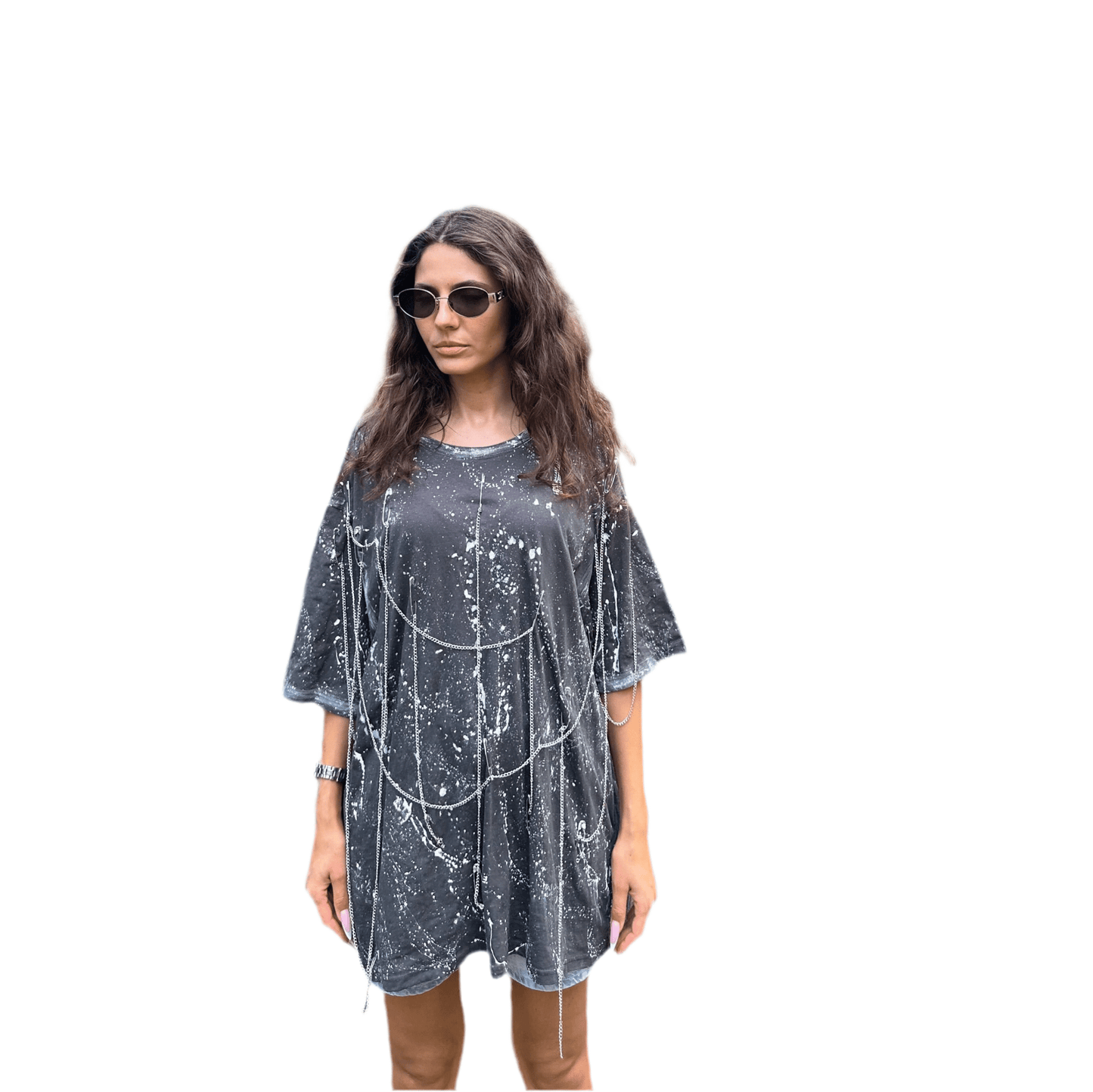 Tricou oversize cu efect splash