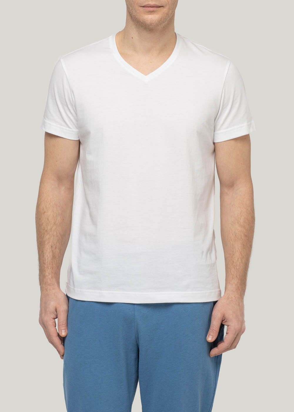 Tricou bărbați bumbac – Tricou cu mânecă scurtă, decolteu în V, confortabil și respirabil